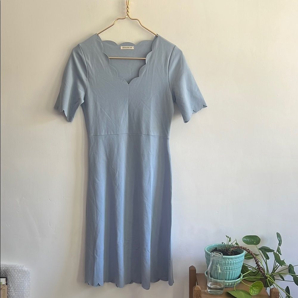 Blue V-neck Midi Dress- Jessakae